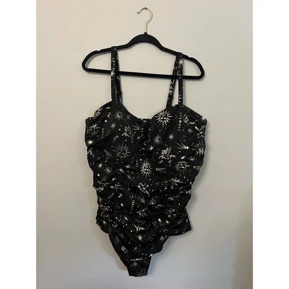 Torrid One Piece Swimsuit Black Celestial Space Women Size 3 22/24 - Picture 1 of 8
